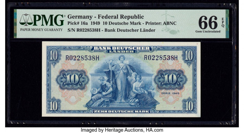 Germany Federal Republic Bank Deutscher Lander 10 Deutsche Mark 22.8.1949 Pick 1...
