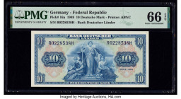 Germany Federal Republic Bank Deutscher Lander 10 Deutsche Mark 22.8.1949 Pick 16a PMG Gem Uncirculated 66 EPQ. 

HID09801242017

© 2020 Heritage Auct...