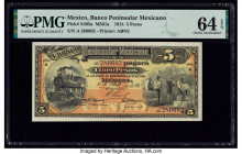 Mexico Banco Peninsular Mexicano 5 Pesos 1914 Pick S465a M561a PMG Choice Uncirculated 64 EPQ. 

HID09801242017

© 2020 Heritage Auctions | All Rights...