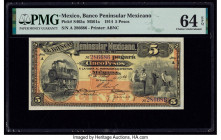 Mexico Banco Peninsular Mexicano 5 Pesos 1914 Pick S465a M561a PMG Choice Uncirculated 64 EPQ. 

HID09801242017

© 2020 Heritage Auctions | All Rights...