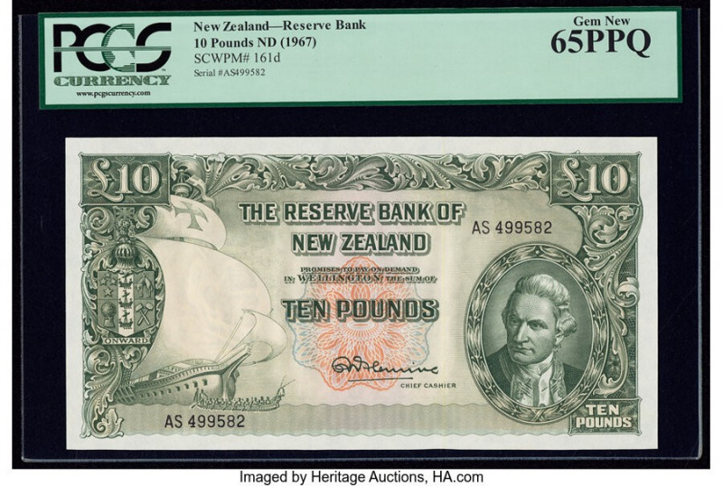New Zealand Reserve Bank of New Zealand 10 Pounds ND (1960-67) Pick 161d PCGS Ge...