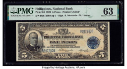 Philippines Philippine National Bank 5 Pesos 1921 Pick 53 PMG Choice Uncirculated 63. 

HID09801242017

© 2020 Heritage Auctions | All Rights Reserved...