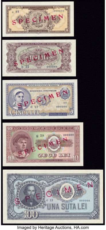 Romania Republica Populara Romana Group Lot of 5 Specimen About Uncirculated-Cri...