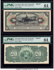 Venezuela Banco de Venezuela 20 Bolivares ND (ca.1910) Pick S286p (2) Front and Back Proofs PMG Choice Uncirculated 64 (2). Three POCs are present on ...