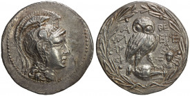 ATTICA: Athens, AR tetradrachm (16.56g), 138/7 BC, HGC-4/1602, Thompson-292a, New Style coinage, helmeted head of Athena right // owl standing right o...
