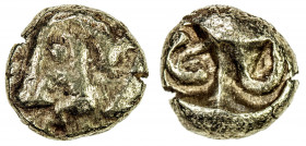 IONIA: Uncertain, EL hekte (1/6 stater) (2.25g), ca. 650-600 BC, Linzalone-1067, Lydo-Milesian standard, conjoined lions' heads // double incuse punch...