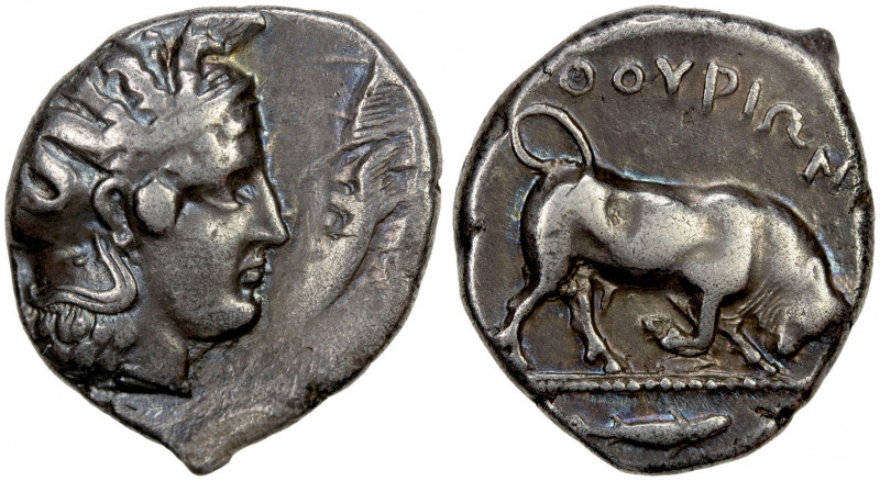LUCANIA: Thourioi, AR nomos (7.76g), ca. 400-350 BC, HN Italy 1800, SNG ANS 1007...