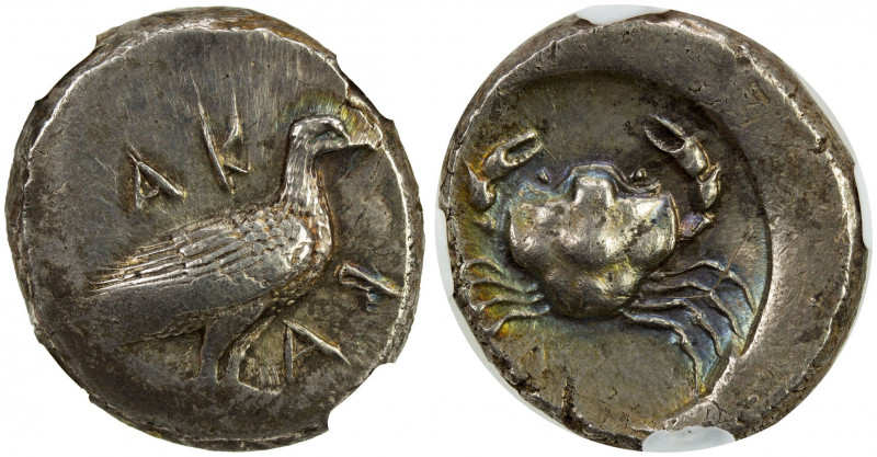 SICILY: Akragas, AR didrachm (8.65g), ca. 500-470 BC, SNG ANS 954, sea eagle sta...