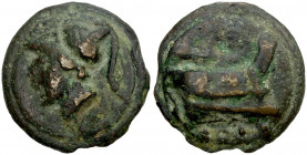 ROMAN REPUBLIC: Anonymous, AE aes grave triens (84.96g), 225-217 BC, Crawford-35/3a, T&V-53, libral standard, helmeted head of Minerva left, four pell...