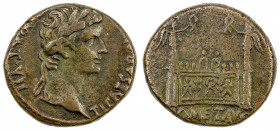 ROMAN EMPIRE: Tiberius, caesar, 4-14 AD, AE dupondius (10.39g), Lugdunum, 12-14 AD, RIC-244 (Augustus), struck under Augustus, laureate head of Tiberi...