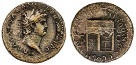 ROMAN EMPIRE: Nero, 54-68 AD, AE as (12.29g), Rome, 62-68 AD, RIC-306var, laureate head right, NERO CAESAR AVG GERM IMP P // Temple of Janus, with lat...