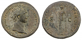 ROMAN EMPIRE: Trajan, 98-117 AD, AE dupondius (11.77g), Rome, 109-110 AD, RIC-520, radiate head right, slight drapery, IMP CAES NERVAE TRAIANO AVG GER...