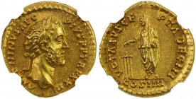 ROMAN EMPIRE: Antoninus Pius, 138-161 AD, AV aureus (7.38g), Rome, 158-159 AD, RIC-294d, BMC-953, laureate bust right, ANTONINVS AVG PIVS P P TR P XXI...