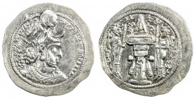 SASANIAN KINGDOM: Yazdigerd I, 399-420, AR drachm (4.13g), DA (Darabjird), G-147, SNS-44, very rare variety, with the mint symbol both on the obverse,...