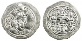SASANIAN KINGDOM: Yazdigerd I, 399-420, AR drachm (4.08g), DA + GW, G-147, SNS-A20, very rare variety, with the mint abbreviation GW both on the obver...