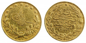 TURKEY: Mehmet VI, 1918-1924, AV 100 kurush, Kostantiniye, AH1336 year 1, KM-821, VF.
Estimate: USD 400 - 450