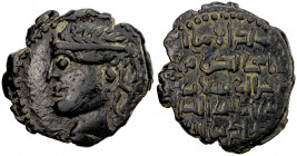 ARTUQIDS OF KHARTABIRT: Abu Bakr I, 1185-1203, AE dirham (3.68g), NM, AH587, A-1825.2, SS-22.2, diademed bare head left // inscription in circle of do...