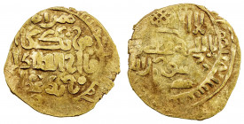GREAT MONGOLS: Möngke, 1251-1260, AV dinar (3.28g), Herat, DM, A-V1977, obverse legend herat / möngka / qa'an al-'adil / al-a'zam, kalima reverse, wit...