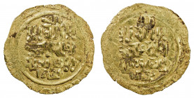 GREAT MONGOLS: Anonymous, ca. 1220s-1230s, AV dinar (2.36g), Bukhara, ND, A-B1967, totally anonymous, only the kalima on both sides, with the mint bel...