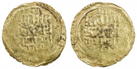 GREAT MONGOLS: Anonymous, ca. 1220s-1230s, AV dinar (3.25g), Bukhara, ND, A-B1967, totally anonymous, only the kalima on both sides, with the mint bel...