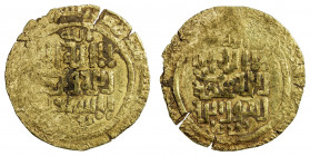 GREAT MONGOLS: Anonymous, ca. 1220s-1230s, AV dinar (5.39g), Bukhara, ND, A-B1967, totally anonymous, only the kalima on both sides, with the mint bel...