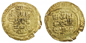 GREAT MONGOLS: Anonymous, ca. 1220s-1230s, AV dinar (3.46g), Bukhara, ND, A-B1967, totally anonymous, only the kalima on both sides, with the mint bel...