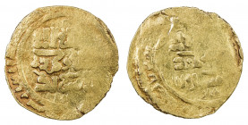 GREAT MONGOLS: Anonymous, ca. 1220s-1230s, AV dinar (4.90g), Bukhara, ND, A-B1967, totally anonymous, only the kalima on both sides, with the mint bel...