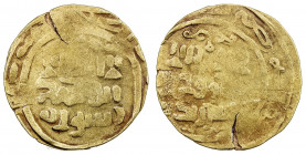 GREAT MONGOLS: Anonymous, ca. 1220s-1230s, AV dinar (3.73g), Samarqand, ND, A-B1967, totally anonymous, only the kalima on both sides, with the mint b...