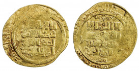 GREAT MONGOLS: Anonymous, ca. 1230s-1240s, AV dinar (5.52g), DM, A-3638A, mint name carelessly engraved in the obverse margin, probably intended for A...