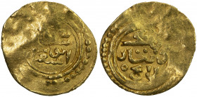 ILKHAN: Abu Sa'id, 1316-1335, AV one dinar (0.96g), NM, ND, A-V2191, legends sultan abu sa'id // yek dinar rayij ("one dinar, current"), possibly inte...
