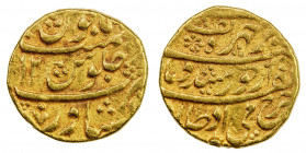 DURRANI: Taimur Shah, 1772-1793, AV mohur (10.94g), Peshawar, DM year 12, A-3099, clear mint, hijri date off flan, testmarks on edge, VF.
Estimate: U...