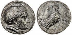 INDO-GREEK: Sophytes, ca. 305-294 BC, AR drachm (3.35g), uncertain mint in the Oxus region, Bop-3A, SNG ANS-21, local standard, helmeted male head rig...