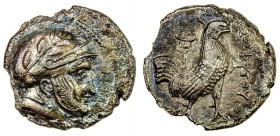 INDO-GREEK: Sophytes, ca. 270-250 BC, AR drachm (2.98g), Bop-Series 3A, Mitch-30, helmeted head right, adorned with laurel wreath and wing on cheek gu...