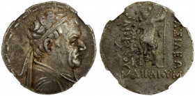 INDO-GREEK: Heliocles Dikaios, ca. 145-130 BC, AR tetradrachm (16.34g), Bopearachchi 1U, HGC 12 169, diademed and draped bust right // Zeus standing f...