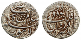 MUGHAL: Jahangir, 1605-1628, AR jahangiri rupee (13.73g), Lahore, AH1218 year 5, KM-155.6, ornate design, VF, R. 
Estimate: USD 140 - 180
