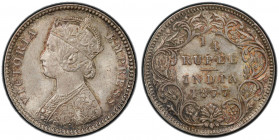 BRITISH INDIA: Victoria, Empress, 1876-1901, AR ¼ rupee, 1877(c), KM-490, S&W-6.247, no dot, a wonderful example! PCGS graded MS64.
Estimate: USD 500...