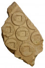 WESTERN HAN: Anonymous, 113-49 BC, clay coin mold, 80x125mm, part of a clay mold for wu zhu coins, three full and five partial impressions, line above...