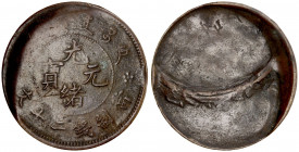 CHINA: Kuang Hsu, 1875-1908, AE 10 cash, ND (1903), Y-5, double struck die cap error of reverse die, VF.
Estimate: USD 100 - 150