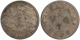 CHINA: Hsuan Tung, 1909-1911, AR dollar, year 3 (1911), Y-31, L&M-37, without dot & flame variety, small chopmark, PCGS graded VF details.
Estimate: ...