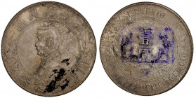 CHINA: Republic, AR dollar, ND (1927), Y-318a.1, L&M-49, Memento type, Sun Yat-sen, 6-pointed stars, with square ink chopmark, EF.
Estimate: USD 100 ...