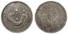 CHIHLI: Kuang Hsu, 1875-1908, AR dollar, Peiyang Arsenal mint, Tientsin, year 34 (1908), Y-73.2, L&M-465, scratches, EF.
Estimate: USD 250 - 350