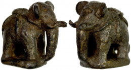 BURMA: bronze opium weight (16.09g), ca. 1900, Opitz p.376-78, cf. Mitch-2850, 20 x 21 x 12mm, cast to a standard of 1 kyat or baht, elephant on thin ...
