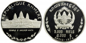 CAMBODIA: Khmer Republic, AR 5000 riels, 1974, KM-60, Temple of Angkor Wat, NGC graded PF67 UC.
Estimate: USD 150 - 200