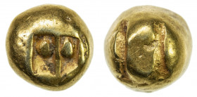 JAVA: Kingdom of Sailendra, AV mas (20 rattis) (2.40g), ca. 950-1150, Mitch-SEA-726/8, globular ingot with bisected rectangular punch resembling a lin...