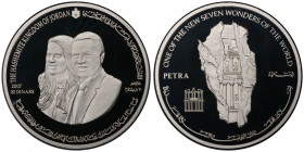 JORDAN: Abdullah II, 1999-, AR 20 dinars, 2007/AH1427, KM-87, 60mm, Selection of Petra as One of the New Seven Wonders of the World, PCGS graded Proof...