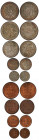 NEPAL: Prithvi Bir Bikram, 1881-1911, 9-coin presentation set, PCGS-graded machine struck 1911 presentation set which includes: copper coinage ¼ paisa...