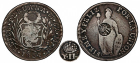 PHILIPPINES: Isabel II, 1833-1868, AR 8 reales, ND (1834-47), KM-138.2, Y.II countermark on Peru 8 reales 1833 Lima mint, assayer MM host, repaired, P...