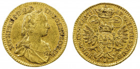 AUSTRIA: Maria Theresa, 1740-1780, AV ducat, 1756, KM-1756, light scratches, VF.
Estimate: USD 200 - 250