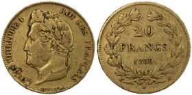 FRANCE: Louis Philippe I, 1830-1848, AV 20 francs, 1839-A, KM-750.1, VF.
Estimate: USD 350 - 400