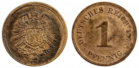 GERMANY: Wilhelm I, 1871-1888, AE pfennig, 1875-H, KM-1, Darmstadt mint, operated 1872-1882, Unc.
Estimate: USD 150 - 200